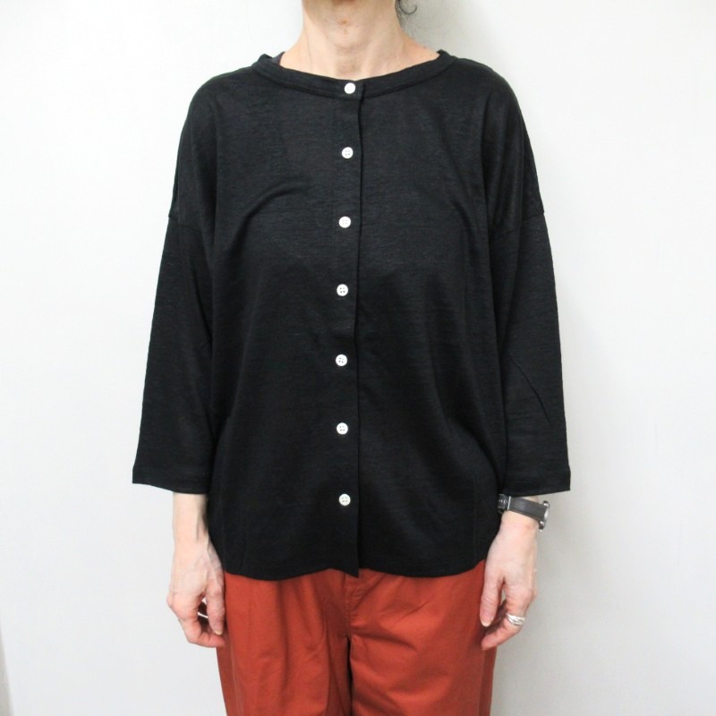 DAYS プルミエルリネン天竺2WAY8分袖カーディガン  45494/BK09 【日本製】